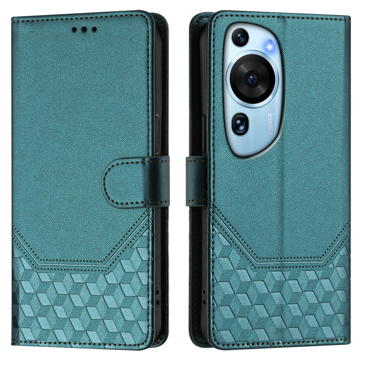For Huawei P60 Art Honeycomb Embossing RFID Leather Phone Case