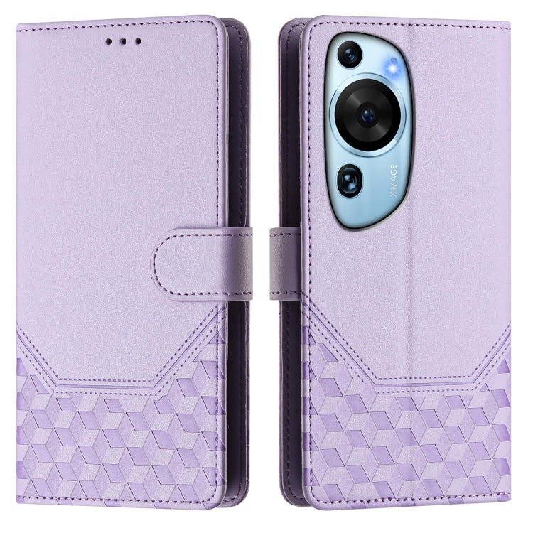 For Huawei P60 Art Honeycomb Embossing RFID Leather Phone Case