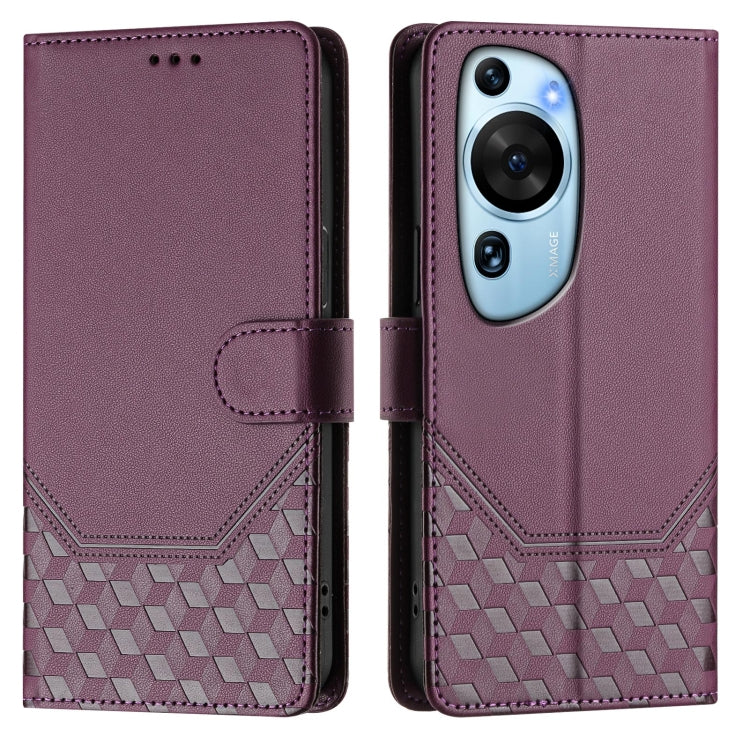 For Huawei P60 Art Honeycomb Embossing RFID Leather Phone Case