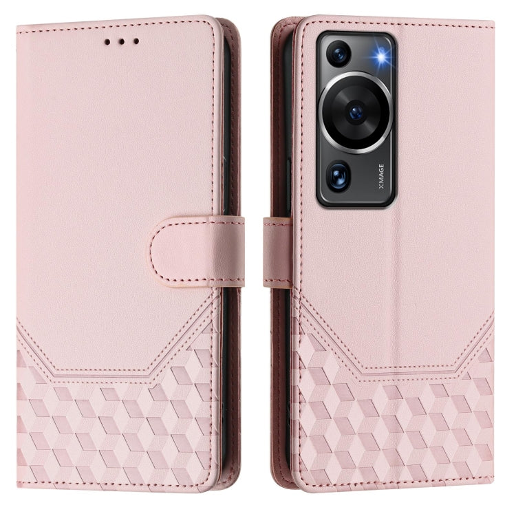 For Huawei P60 / P60 Pro Honeycomb Embossing RFID Leather Phone Case
