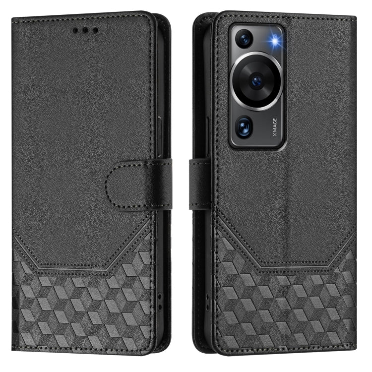 For Huawei P60 / P60 Pro Honeycomb Embossing RFID Leather Phone Case