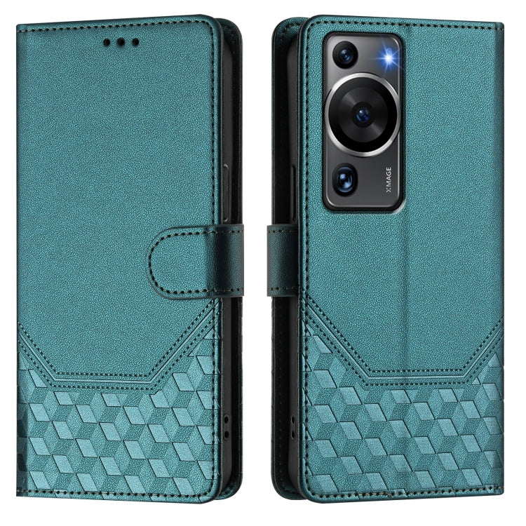 For Huawei P60 / P60 Pro Honeycomb Embossing RFID Leather Phone Case