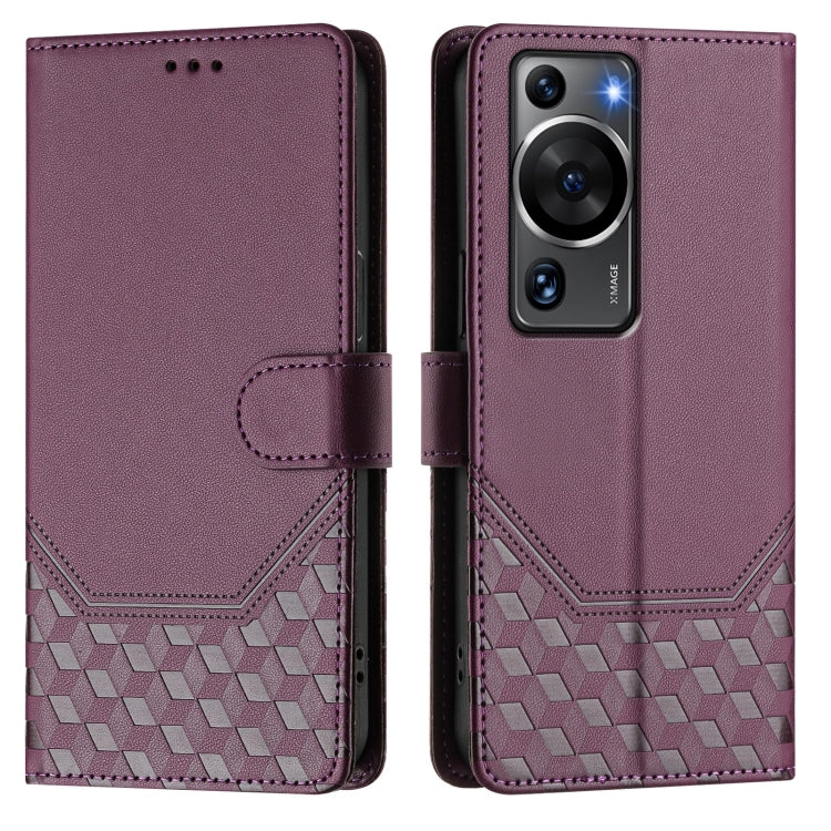 For Huawei P60 / P60 Pro Honeycomb Embossing RFID Leather Phone Case