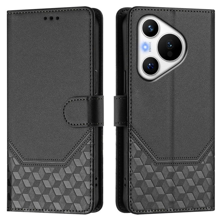For Huawei Pura 70 Honeycomb Embossing RFID Leather Phone Case