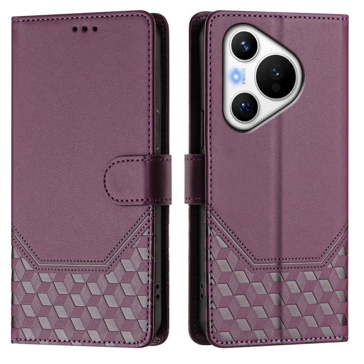 For Huawei Pura 70 Honeycomb Embossing RFID Leather Phone Case
