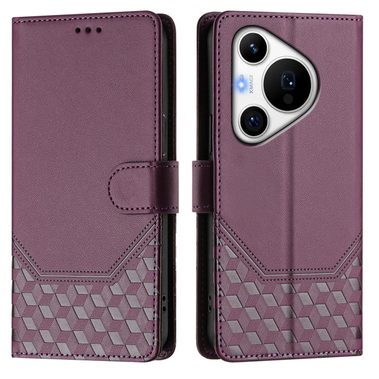 For Huawei Pura 70 Pro / Pura 70 Pro+ Honeycomb Embossing RFID Leather Phone Case