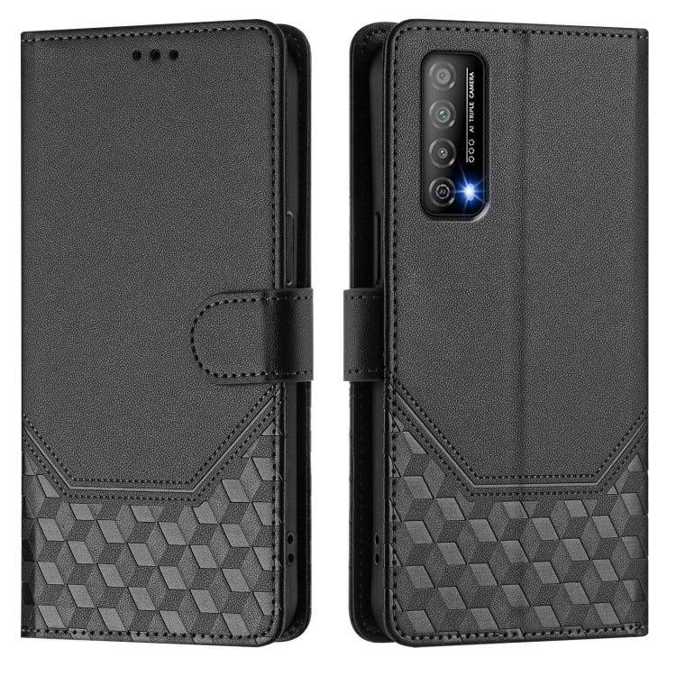For Huawei Enjoy 20 SE / P Smart 2021 Honeycomb Embossing RFID Leather Phone Case