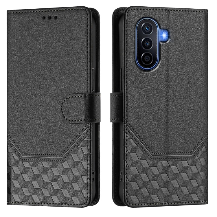 For Huawei nova Y70 Plus Honeycomb Embossing RFID Leather Phone Case