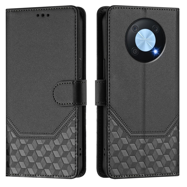 For Huawei nova Y90 Honeycomb Embossing RFID Leather Phone Case