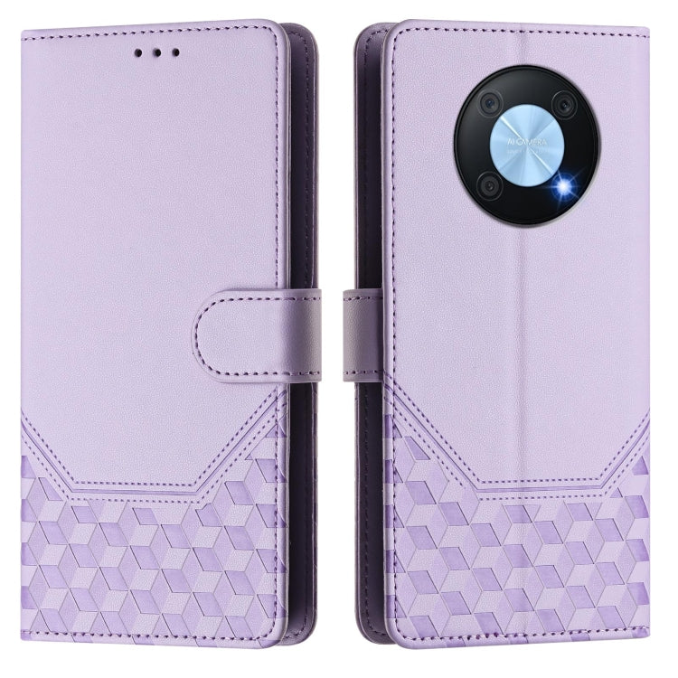 For Huawei nova Y90 Honeycomb Embossing RFID Leather Phone Case