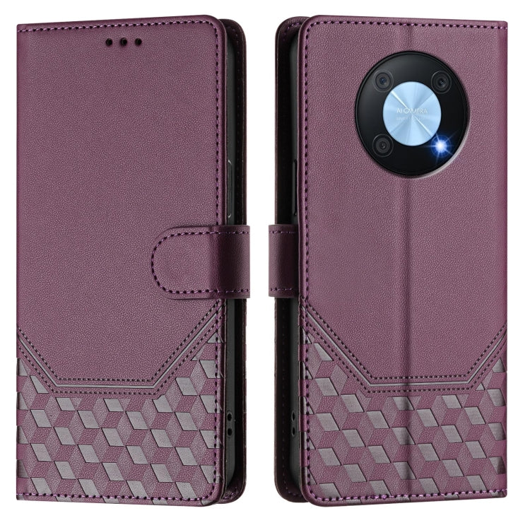 For Huawei nova Y90 Honeycomb Embossing RFID Leather Phone Case