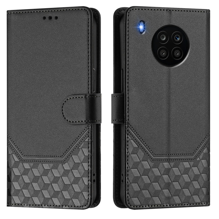 For Huawei nova 8i Honeycomb Embossing RFID Leather Phone Case