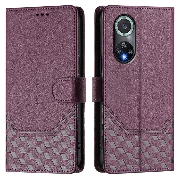 For Huawei nova 9 Pro / Honor 50 Pro Honeycomb Embossing RFID Leather Phone Case