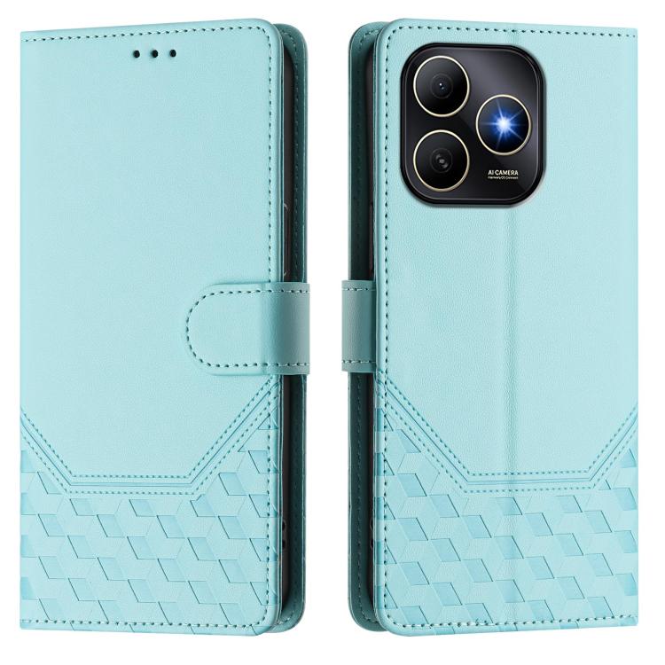 For Huawei Enjoy 80s Honeycomb Embossing RFID Leather Phone Case
