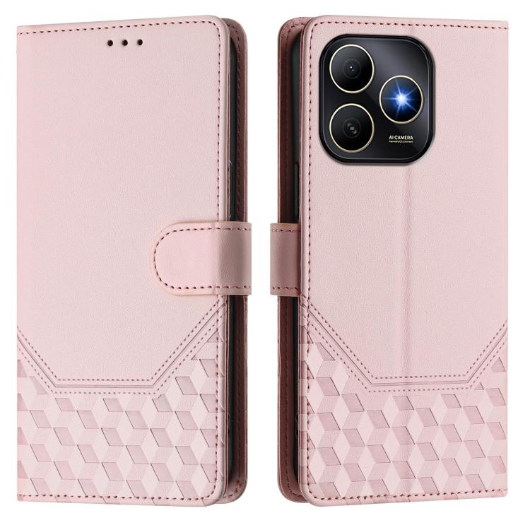 For Huawei Enjoy 80s Honeycomb Embossing RFID Leather Phone Case