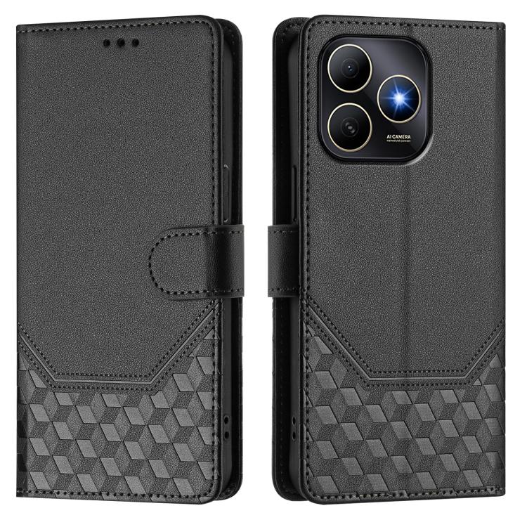 For Huawei Enjoy 80s Honeycomb Embossing RFID Leather Phone Case