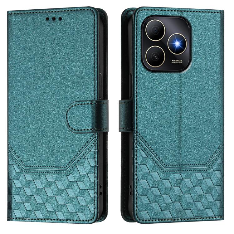 For Huawei Enjoy 80s Honeycomb Embossing RFID Leather Phone Case