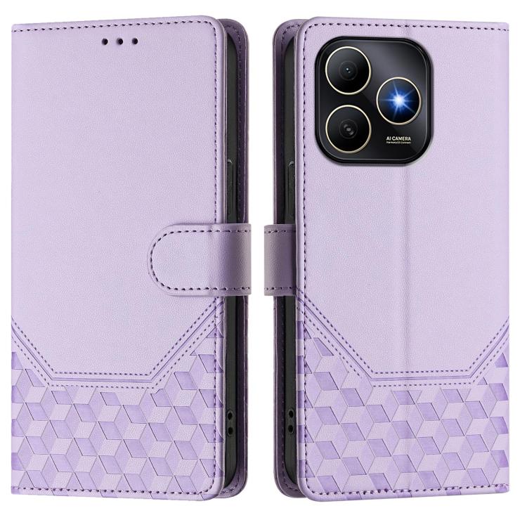 For Huawei Enjoy 80s Honeycomb Embossing RFID Leather Phone Case