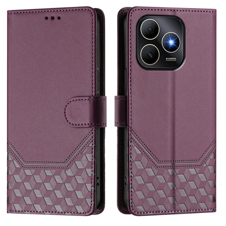 For Huawei Enjoy 80s Honeycomb Embossing RFID Leather Phone Case