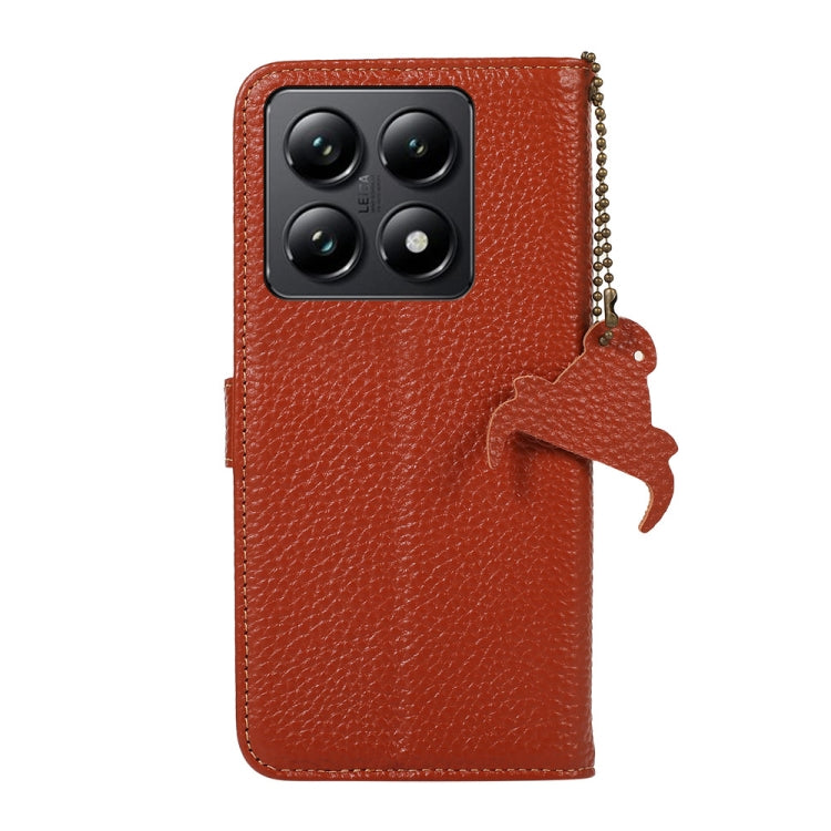For Xiaomi 14T Genuine Leather Litchi Texture RFID Leather Phone Case