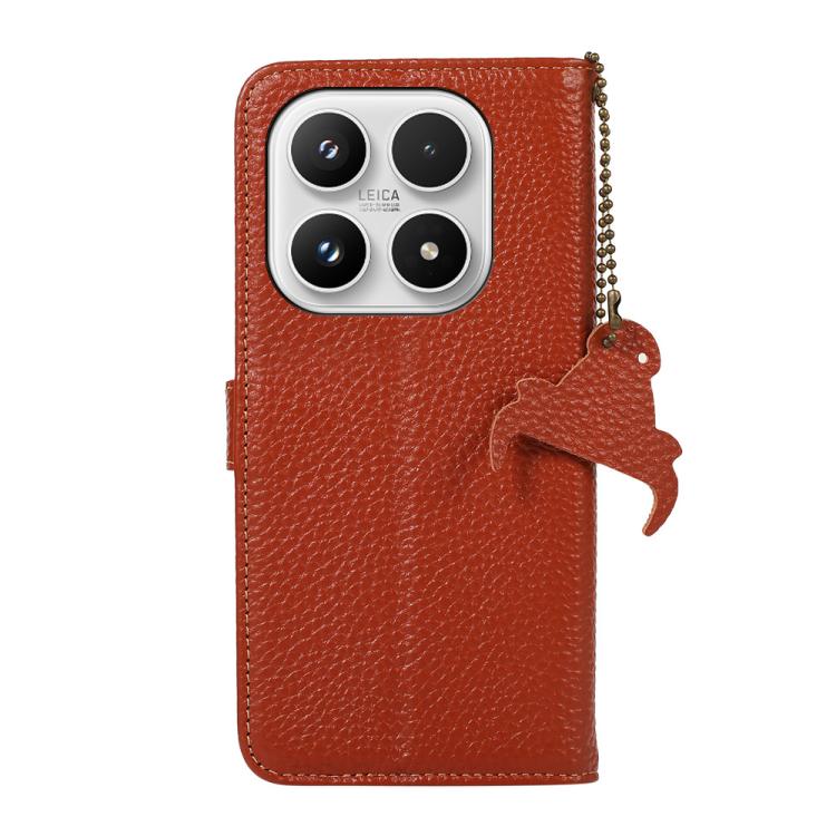 For Xiaomi 17 Genuine Leather Litchi Texture RFID Leather Phone Case