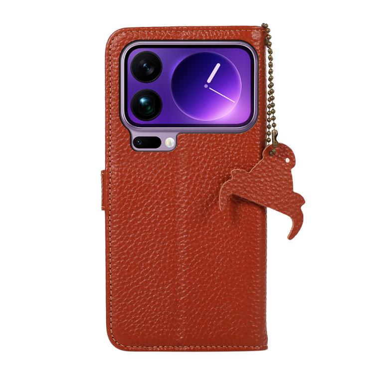 For Xiaomi 17 Pro Genuine Leather Litchi Texture RFID Leather Phone Case