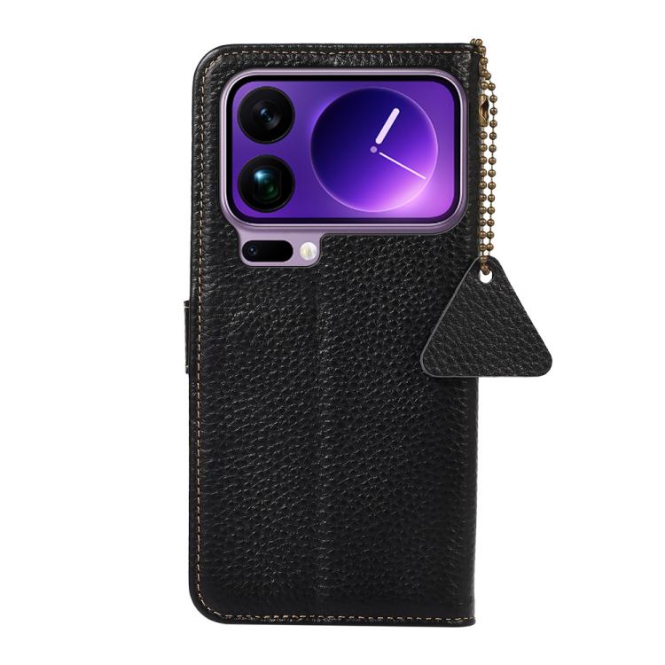 For Xiaomi 17 Pro Genuine Leather Litchi Texture RFID Leather Phone Case