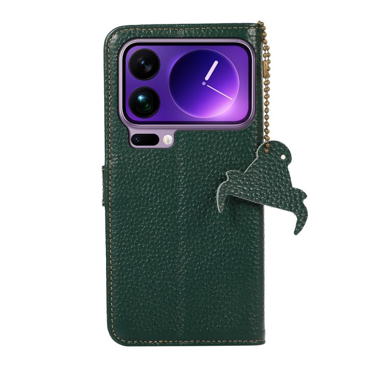 For Xiaomi 17 Pro Max Genuine Leather Litchi Texture RFID Leather Phone Case