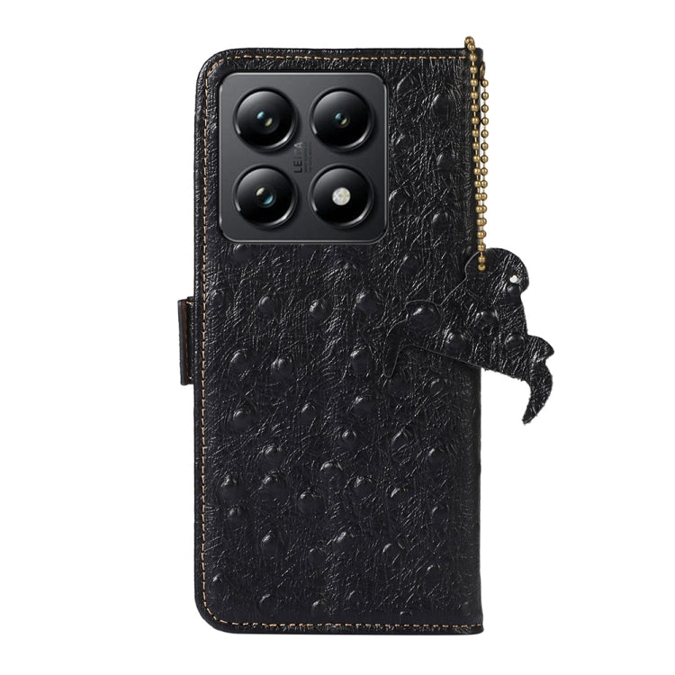 For Xiaomi 14T Ostrich Pattern Genuine Leather RFID Phone Case