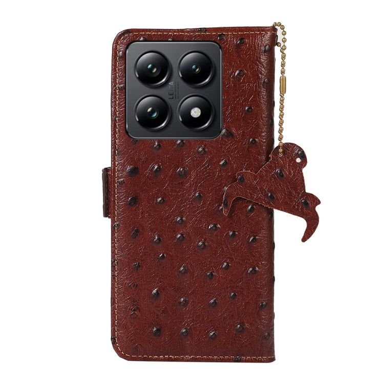 For Xiaomi 14T Ostrich Pattern Genuine Leather RFID Phone Case