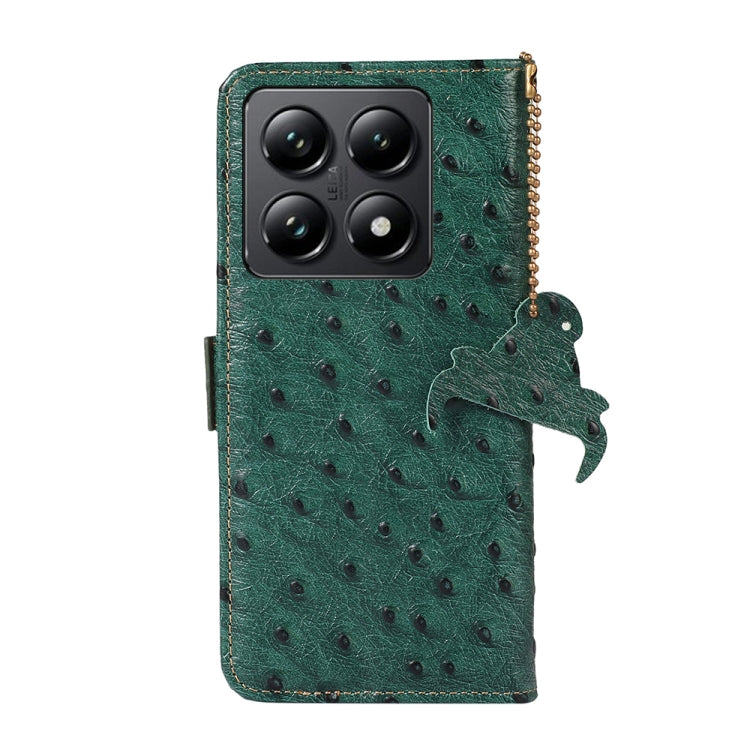 For Xiaomi 14T Pro Ostrich Pattern Genuine Leather RFID Phone Case