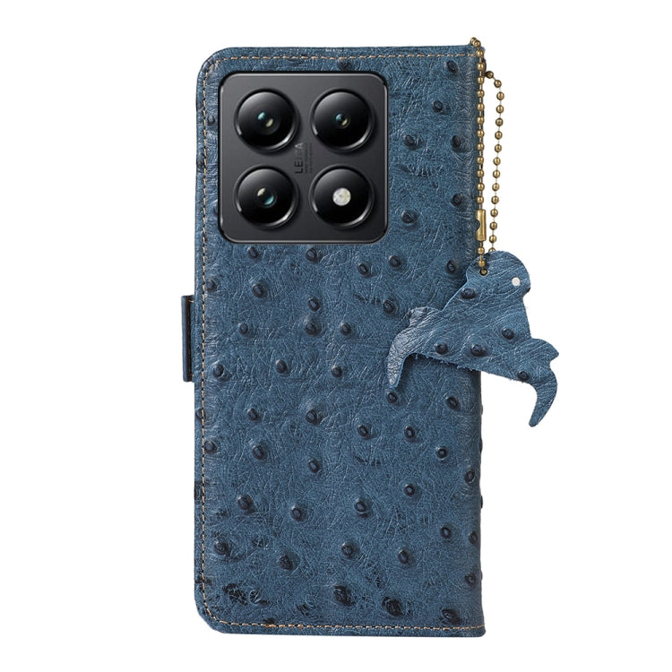 For Xiaomi 14T Pro Ostrich Pattern Genuine Leather RFID Phone Case