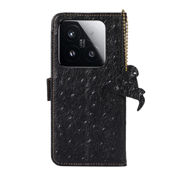 For Xiaomi 15T 5G Ostrich Pattern Genuine Leather RFID Phone Case