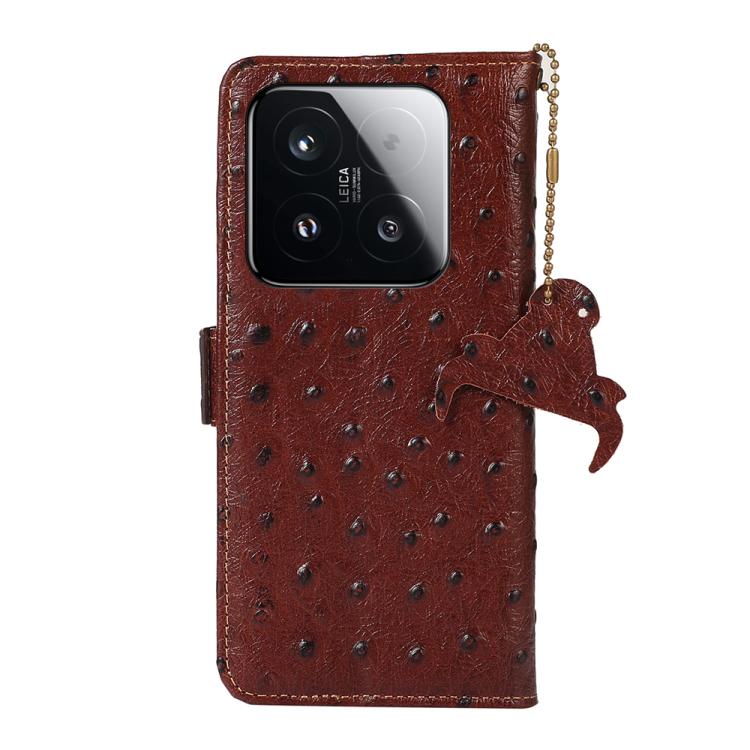 For Xiaomi 15T 5G Ostrich Pattern Genuine Leather RFID Phone Case