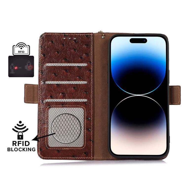 For Xiaomi 15T 5G Ostrich Pattern Genuine Leather RFID Phone Case