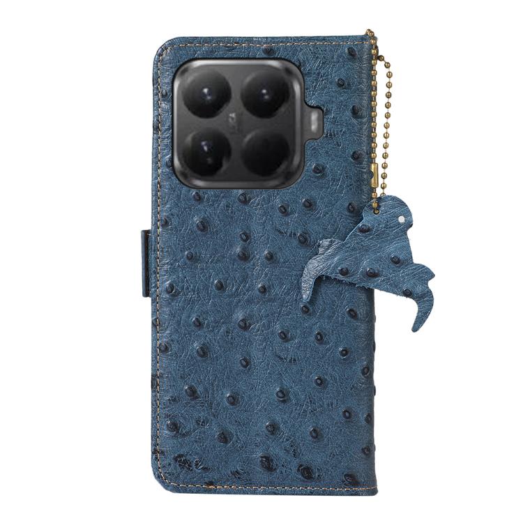 For Xiaomi 15T Pro 5G Ostrich Pattern Genuine Leather RFID Phone Case