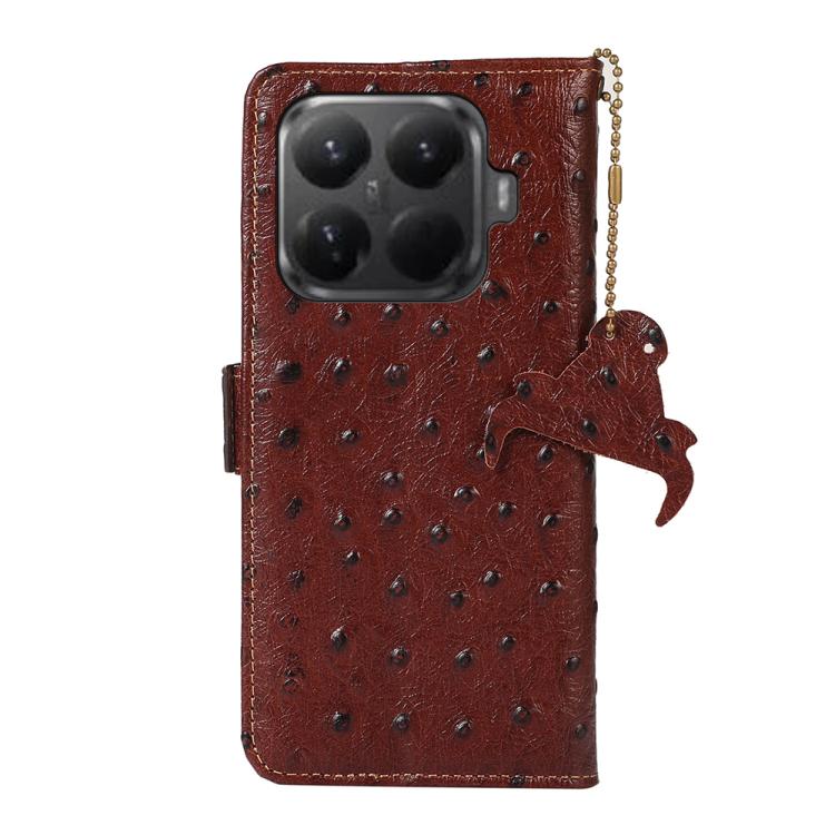 For Xiaomi 15T Pro 5G Ostrich Pattern Genuine Leather RFID Phone Case