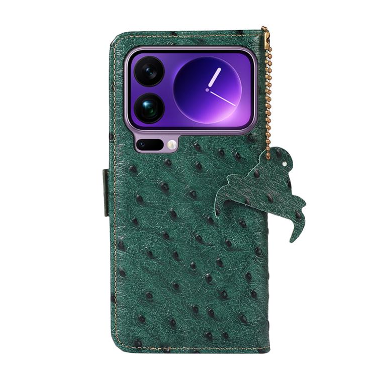 For Xiaomi 17 Pro Ostrich Pattern Genuine Leather RFID Phone Case