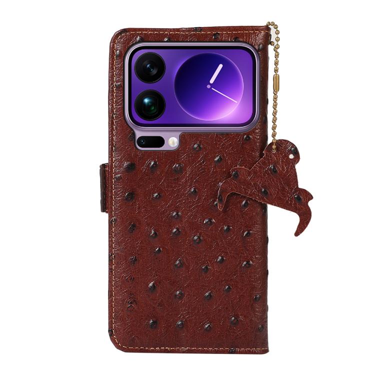 For Xiaomi 17 Pro Ostrich Pattern Genuine Leather RFID Phone Case