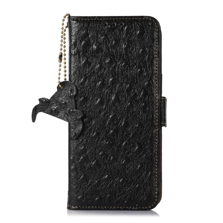 For Xiaomi 17 Pro Max Ostrich Pattern Genuine Leather RFID Phone Case