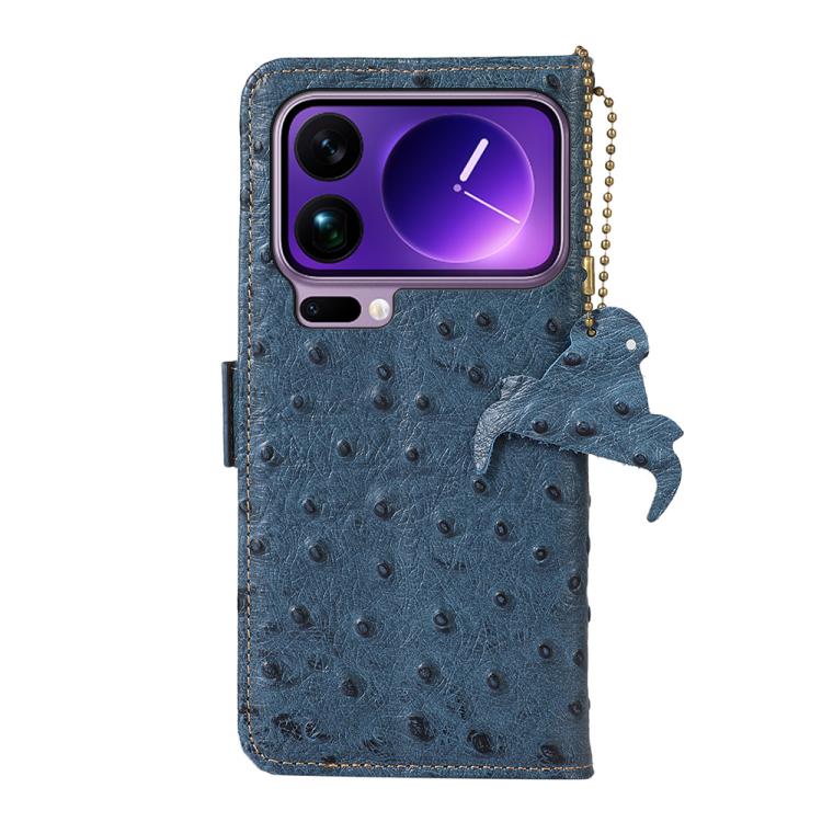 For Xiaomi 17 Pro Max Ostrich Pattern Genuine Leather RFID Phone Case