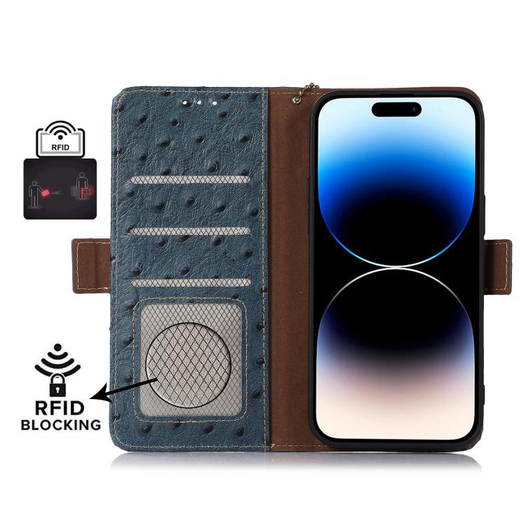 For Xiaomi 17 Pro Max Ostrich Pattern Genuine Leather RFID Phone Case