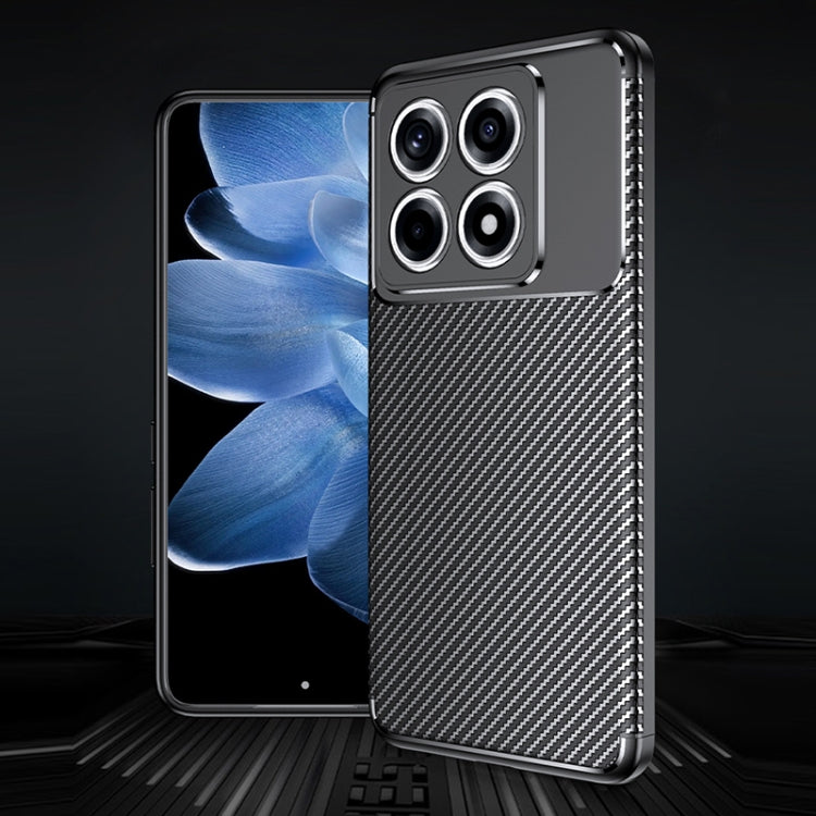 For Xiaomi 14T Pro Carbon Fiber Texture Shockproof TPU Phone Case - Black