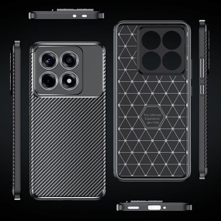 For Xiaomi 14T Pro Carbon Fiber Texture Shockproof TPU Phone Case - Black