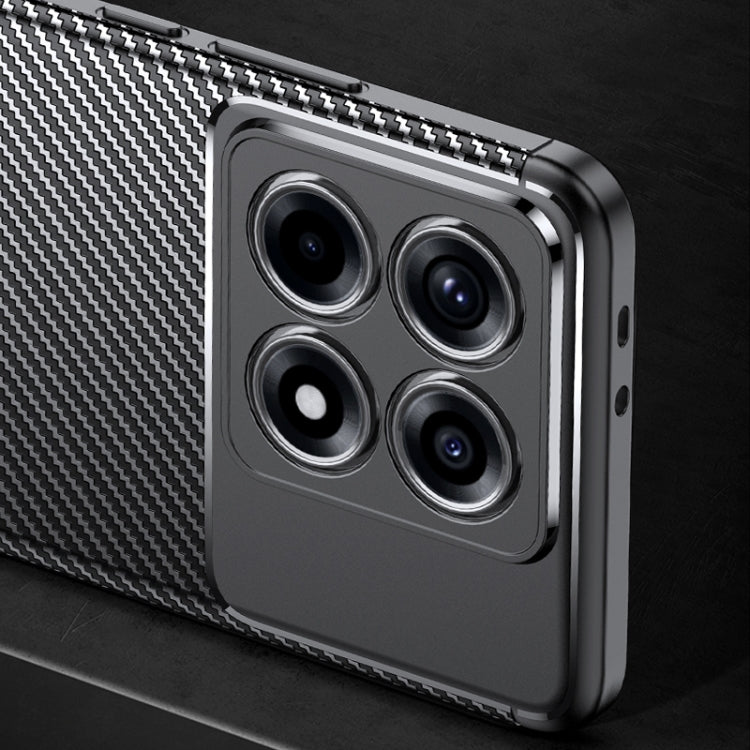 For Xiaomi 14T Pro Carbon Fiber Texture Shockproof TPU Phone Case - Black