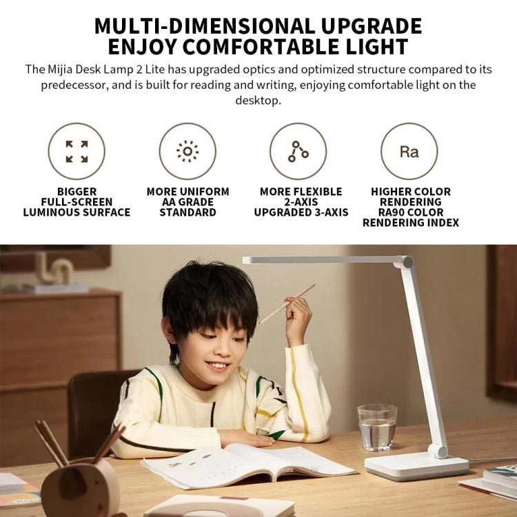 Original Xiaomi Mijia LED Desk Lamp 2 Lite Anti Blue-ray Three Levels Brightness, US Plug - White