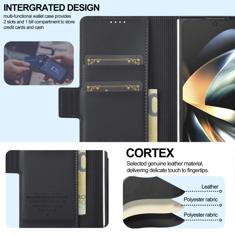For Samsung Galaxy Z Fold4 LC.IMEEKE L1 Series Frosted Fine Texture PU Phone Case with Pen Slot, Pen Not Included