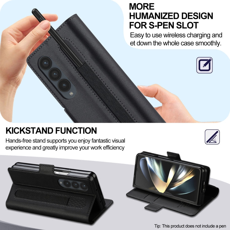 For Samsung Galaxy Z Fold4 LC.IMEEKE L1 Series Frosted Fine Texture PU Phone Case with Pen Slot, Pen Not Included