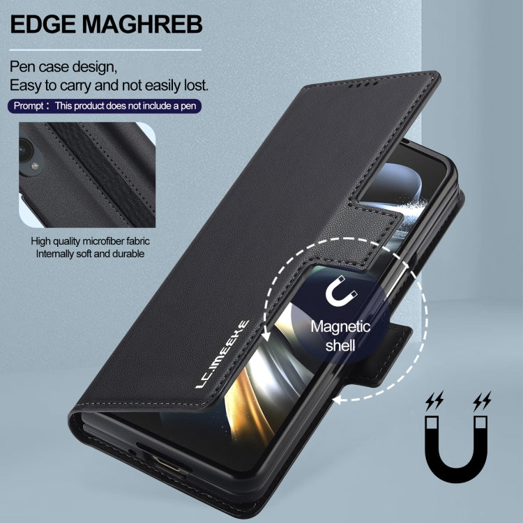 For Samsung Galaxy Z Fold4 LC.IMEEKE L1 Series Frosted Fine Texture PU Phone Case with Pen Slot, Pen Not Included