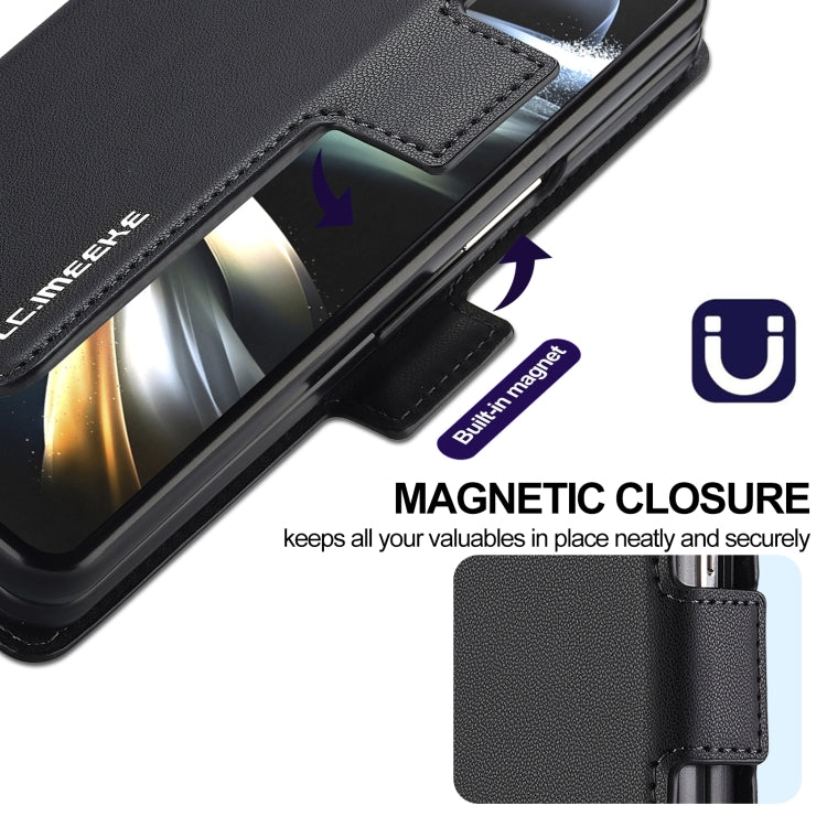 For Samsung Galaxy Z Fold4 LC.IMEEKE L1 Series Frosted Fine Texture PU Phone Case with Pen Slot, Pen Not Included